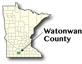 Minnesota map showing Watonwan County