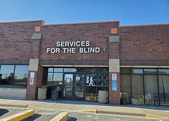 front of the State Services for the Blind building